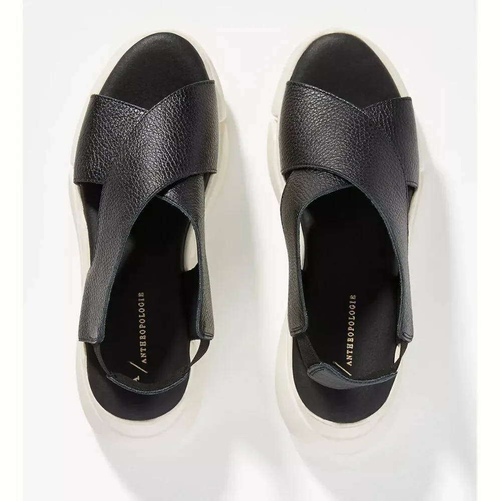 Anthropologie Cross Sport Black Leather Sandals EU 39 8.5-9